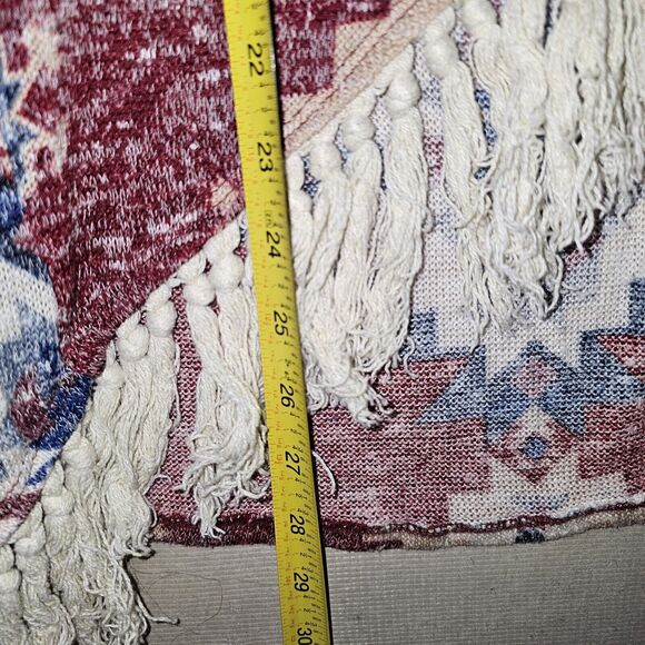 Entro Southwestern Fringe Poncho Sweater Cardigan One Size Fits Most Pockets - Picture 6 of 8